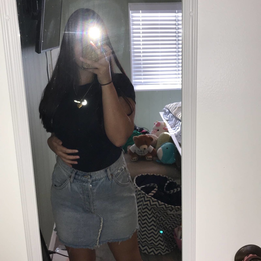 Free People Light Wash Denim Skirt